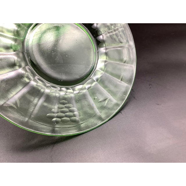 Light Green 1920s Atomic Pattern Green Vaseline Glass Plates- Set of 4 For Sale - Image 8 of 9