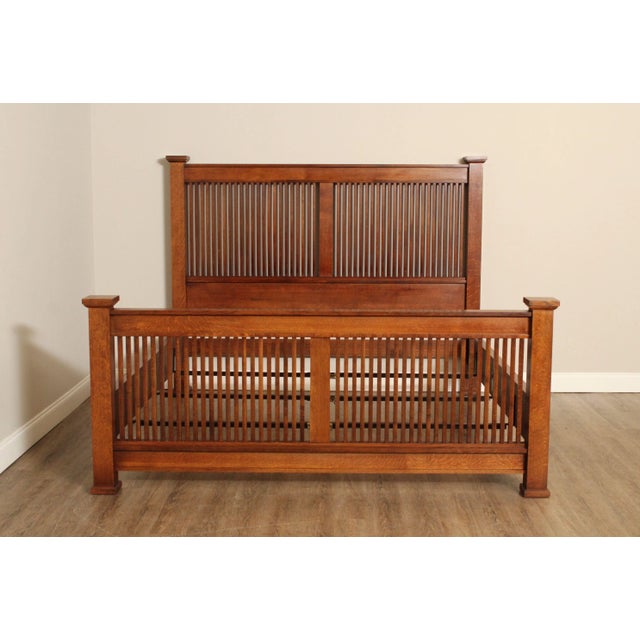 Stickley Mission Collection King Size Oak Prairie Bed For Sale - Image 9 of 12