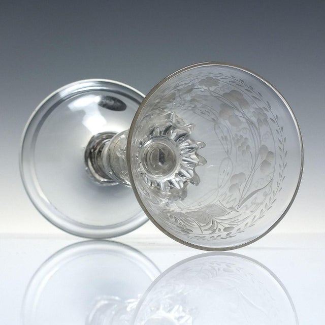 Glass 17th Century Bohemian Engraved & Spiked Gadrooned Wine Glass Goblet, 1680 For Sale - Image 7 of 9
