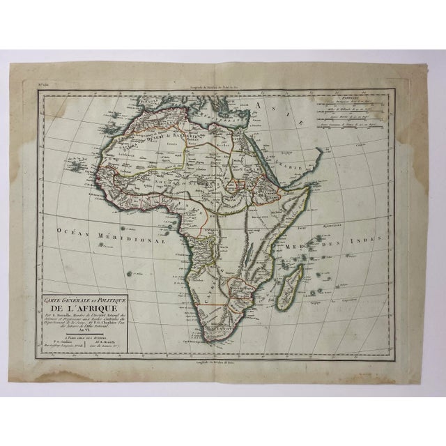 "Carte Generale et Politque de L'africa" antique map by Edme Mentelle (1730-1816) and Pierre Gille Chanlaire (1758-1817).