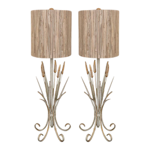 Coco Chanel Style Hollywood Regency Sheaf of Wheat Table Lamps - A Pair