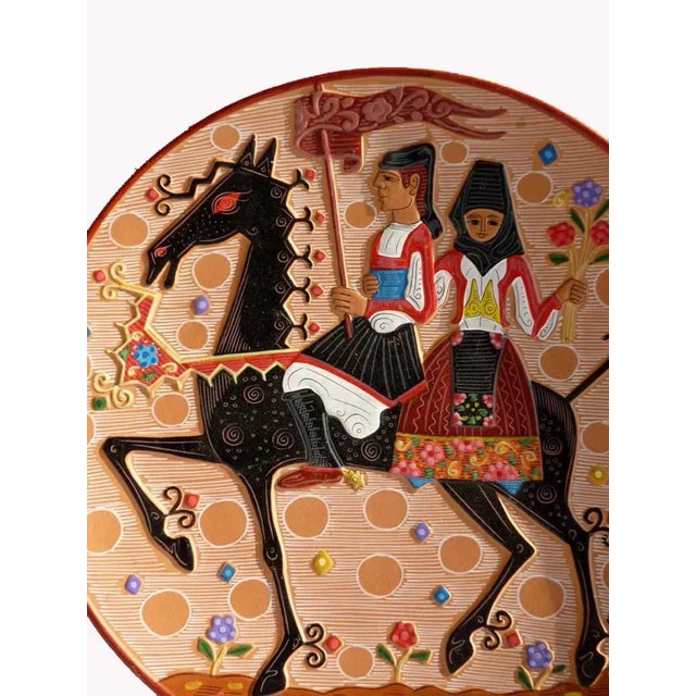 Sardinian Decorative Ceramic Plate by Paolo Loddo, 1960s, in Flawless conditions. Designed 1950 to 1959 This piece has an...