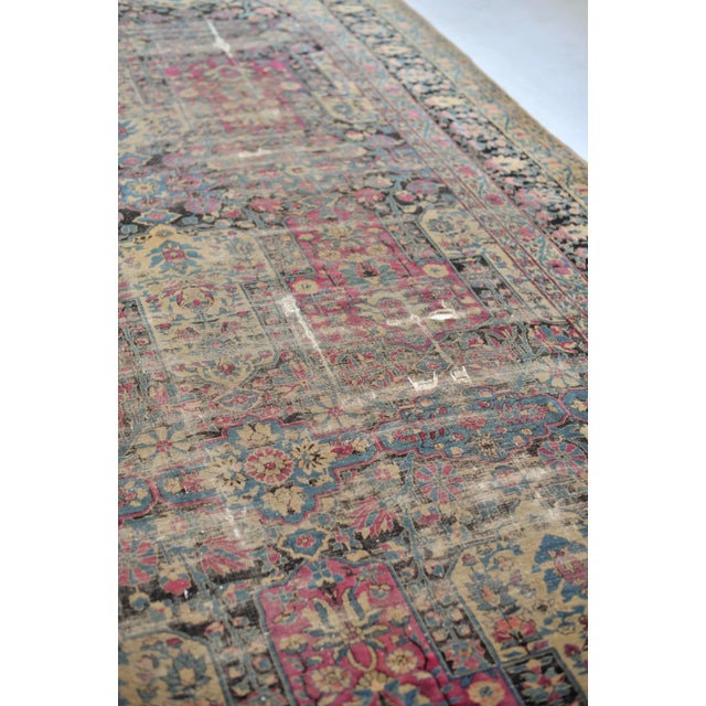 Antique Persian Kermanshah Charcoal, Magenta & Denim Blue Garden Inspired Design Rug, 11.4 x 17.7 For Sale In Milwaukee - Image 6 of 11