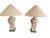 These are the quintessential Pair of Postmodern Coastal lamps - urn-shaped bases in warm sand with incised overlapping...