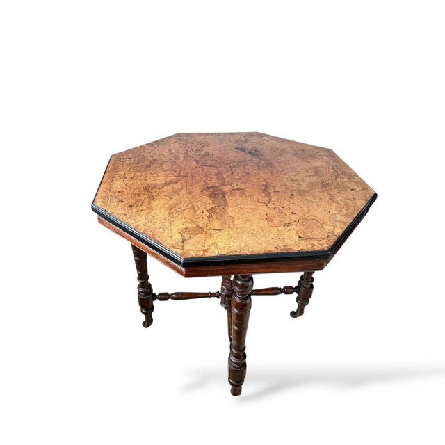 Antique Victorian Octagonal Burr Walnut Dining Table For Sale - Image 5 of 10