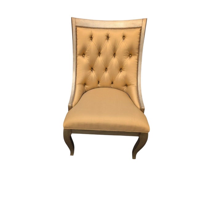 Marge Carson Tufted Gold Dining Chairs With Nailhead Trim, Set of 6 For Sale - Image 11 of 17