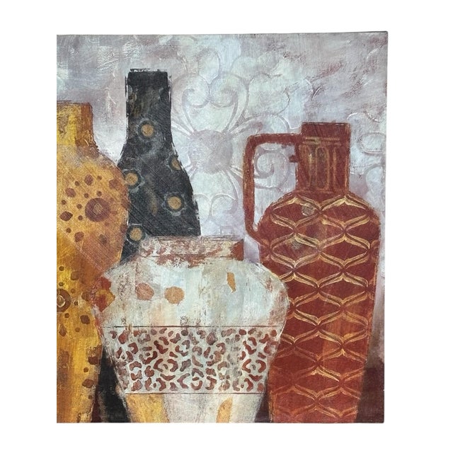 Here’s an early 2000s painting of rustic earthenware pots in a Southwestern style. It brings together wonderful earth...