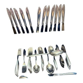 Mid 20th Century Silver Rhythm by International Sterling Silver Flatware Set Service 79 Pieces For Sale