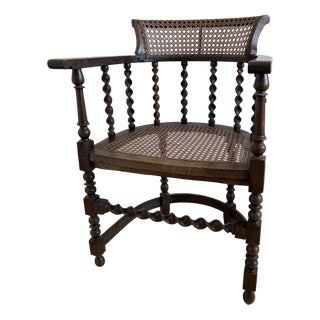 Edwardian Barley Twist Armchair With Cane, English, Early 20th Century For Sale