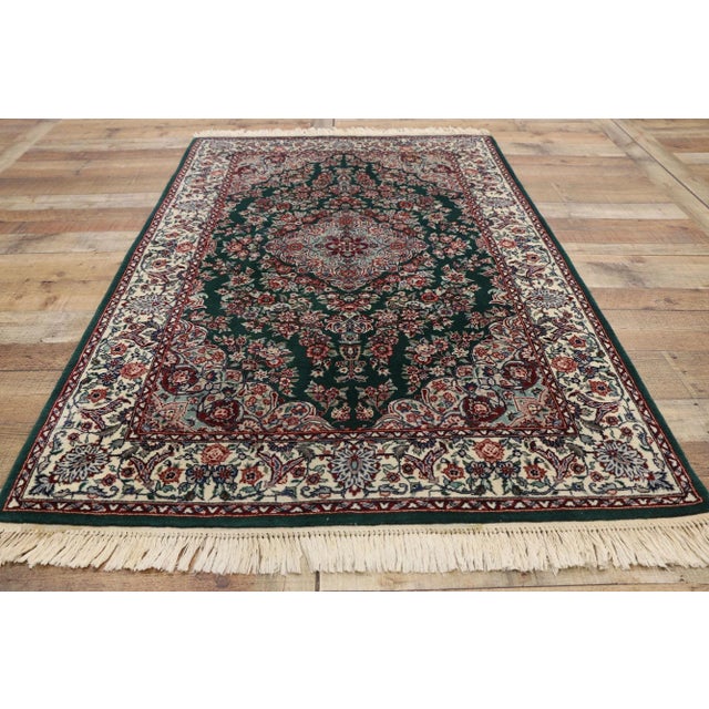 Textile Vintage Green Persian Tabriz Chinese Rug - 04'00 X 06'02 For Sale - Image 7 of 9