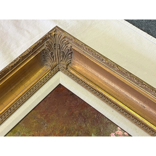 Original Signed and Framed Impressionist Flowers Oil Painting on Canvas For Sale - Image 10 of 12