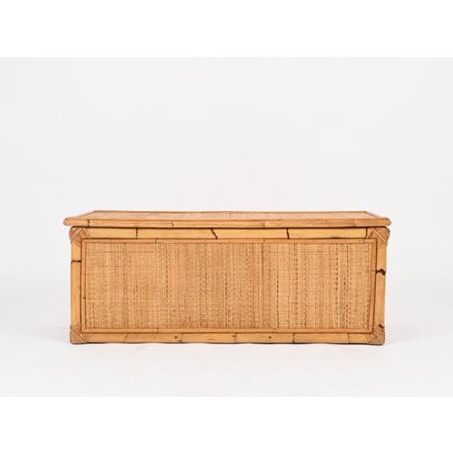 Mid-Century Modern French Riviera Storage Chest in Bamboo and Wicker, 1970 For Sale - Image 6 of 12