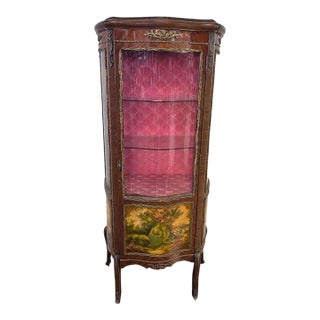 Vintage French Louis XV Vitrine Brass Curio Display Cabinet Made in Spain For Sale