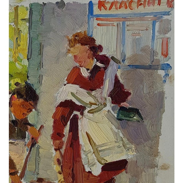 Campaign Soviet Children Oil Painting, Ukrainian Artist, 1957 35.5-31 For Sale - Image 3 of 6