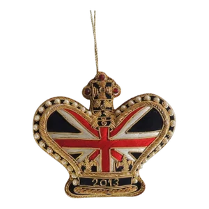 Vintage Embroidered British Flag Holiday Ornament