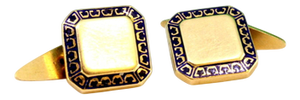 Yellow Gold Cufflinks with Enamelled Applications, Set of 2
