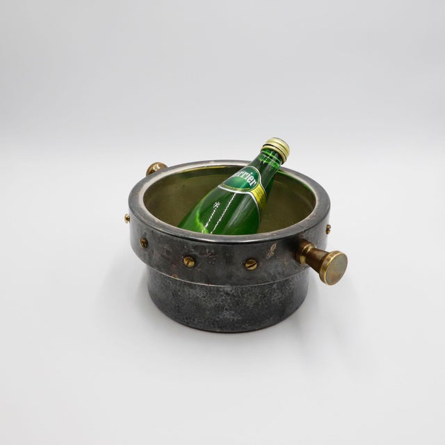 Mid 20th Century Mexican Silver-Plated and Bronze Ice Bucket / Wine Cooler For Sale - Image 18 of 18