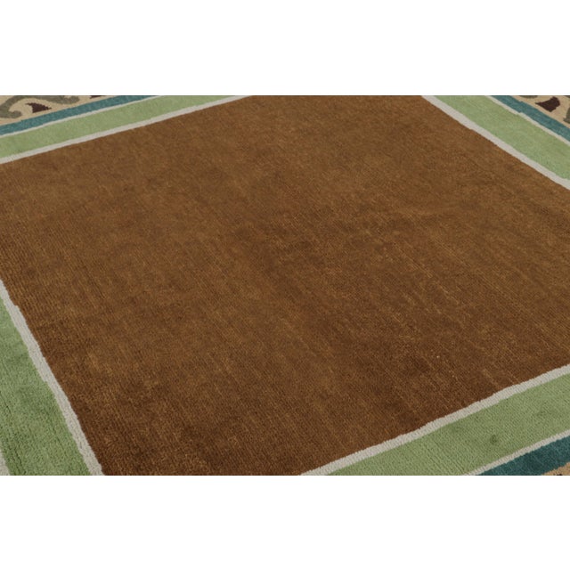 Not Yet Made - Made To Order Rug & Kilim’s French Art Deco style Square Rug with Brown Open Field - 8x8 For Sale - Image 5 of 7