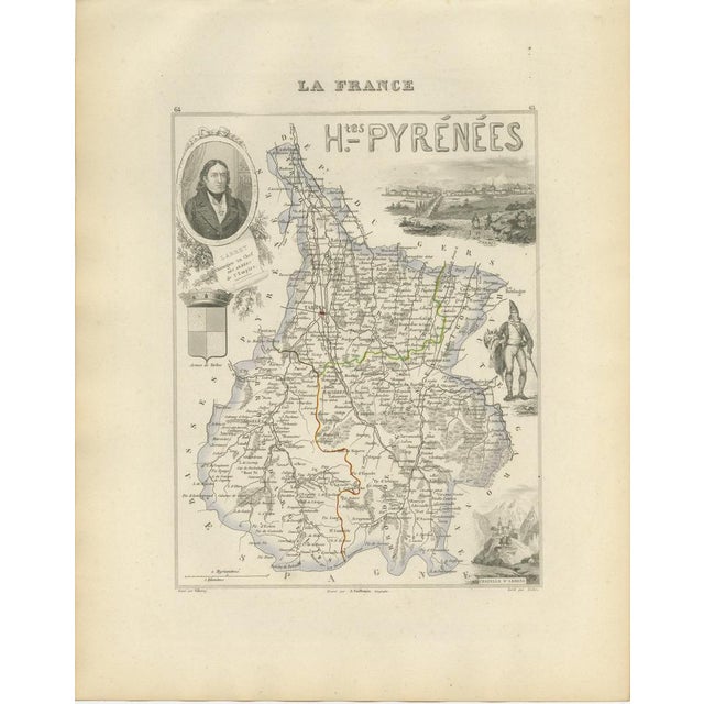 Antique Map of Hautes-Pyrénées by Vuillemin, France, 1850 For Sale - Image 13 of 13