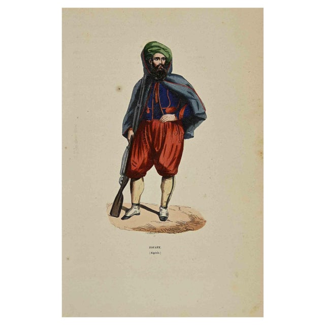 Auguste Wahlen, Zouave, Lithograph, 1844 For Sale