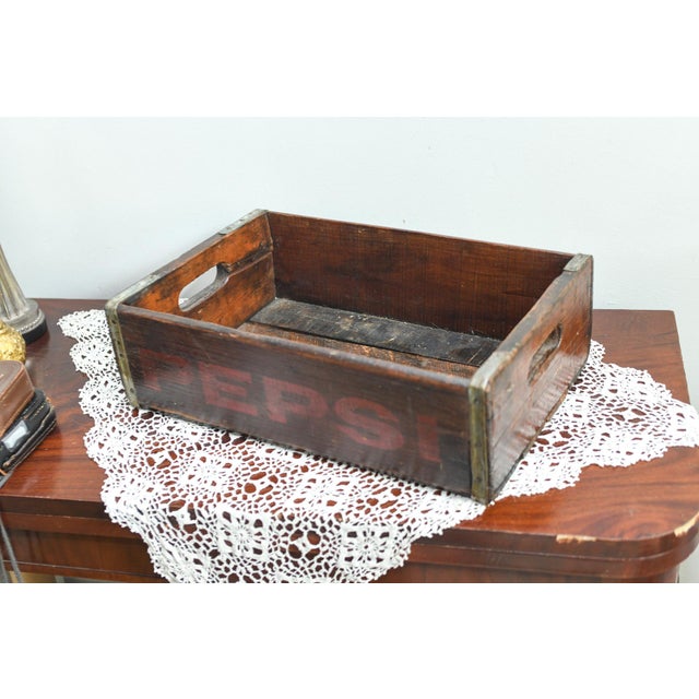 Rustic Vintage Pepsi Crate Dayton Ohio, Refinished Wooden Soda Crate, Antique Pepsi Advertising Box, Rustic Storage Decor For Sale - Image 3 of 7