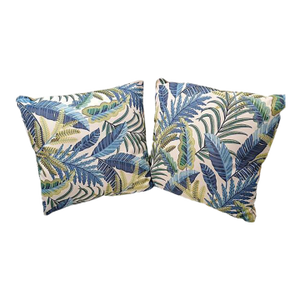 2 Pillow Set Tommy Bahama Tropical Leaf Throw 16 X 16 Indoor Outdoor Blue Green