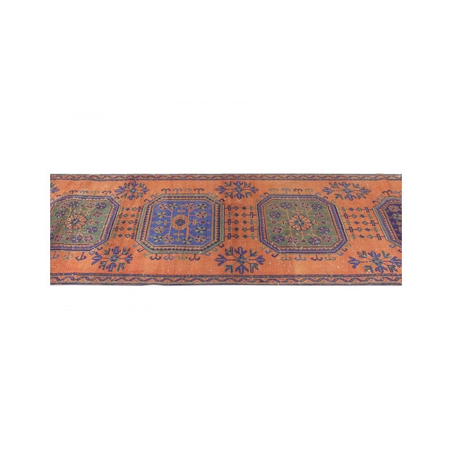 Vintage Turkish Decorative Runner Rug - 3`1" X 11`7" For Sale - Image 4 of 5