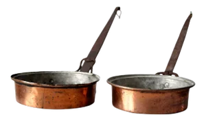 Antique Copper Saute Pans Pair