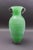 Murano Italian Vintage Mid Century Green Scavo Art Glass Amphora Vase. Measures approximately 6 3/8" diameter, 13 3/4" high.