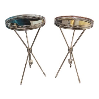 Pair of Italian Jansen Style Chrome Drink Tables For Sale