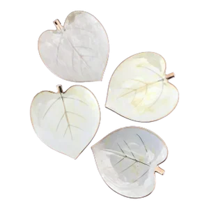 Nasco National Silver Company Light Yellow Lusterware Leaf Plates - Set of 4.