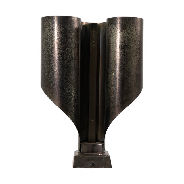 Late 20th Century Pair of Eichholz Corsini Wiskemann Stillnovo Brushed Metal Lamps For Sale - Image 5 of 9