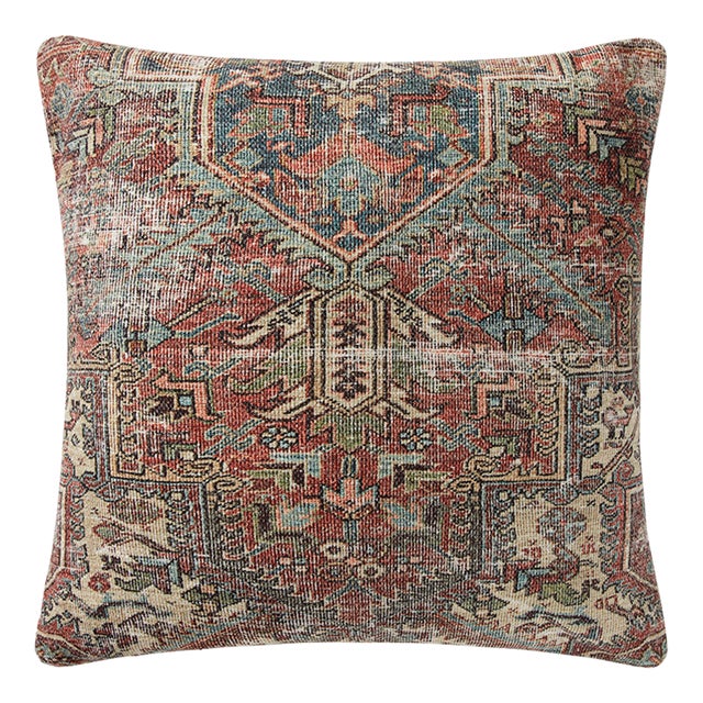 Amber Lewis x Loloi Redwood Rust / Multi 18" x 18" Cover Only Pillow For Sale