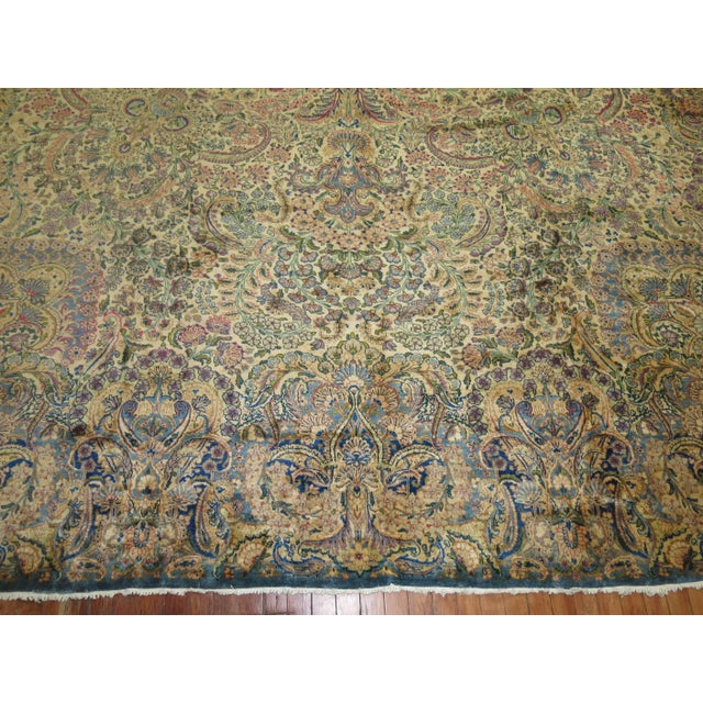 19th Century Superfine Oversize Silver Blue Pink Raspberry Palace Size Persian Kerman Rug For Sale - Image 5 of 6