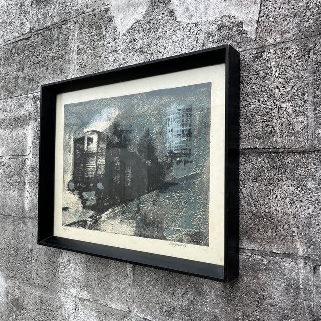 Renzo Vespignani "The Train" Framed Limited Edition and Hand Signed in Pencil by The Artist Lithograph, 1962 Renzo...