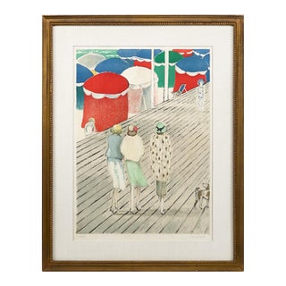 1970s Jean-Pierre Cassigneul - Signed Original LIthograph - Les Planches De Deauville For Sale