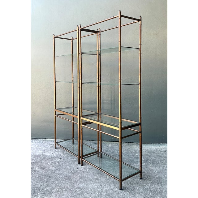 Vintage Metal and Glass Etagere Shelves - Pair For Sale - Image 4 of 12