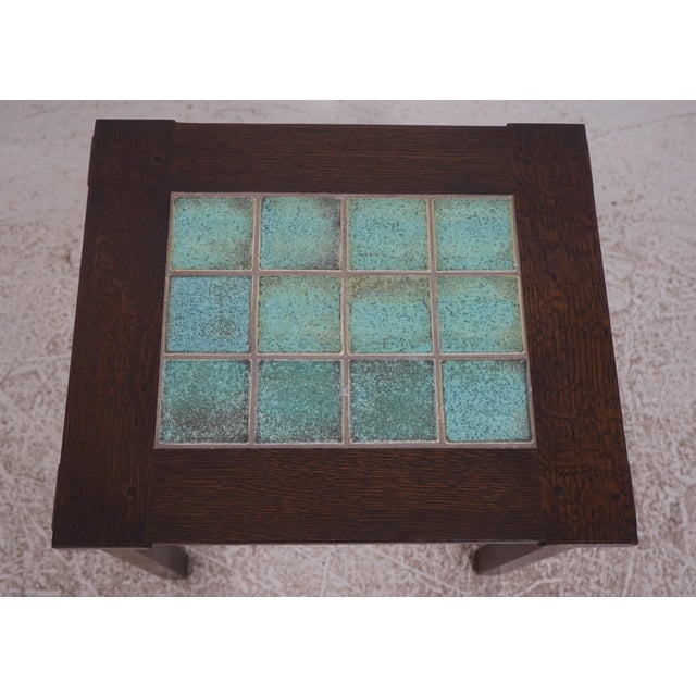 Mission Stickley Mission Oak Tile Top Lamp Table For Sale - Image 3 of 14