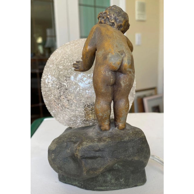 Late 19th Century Antique French Bronze Baby Accent Lamp For Sale - Image 5 of 10