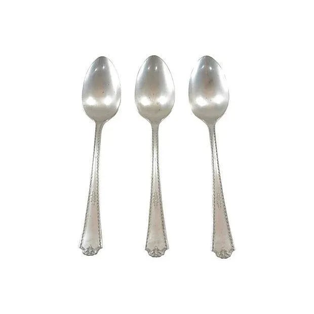 Mid 20th Century 1930s Silver Serving Spoons - Set of 3 For Sale - Image 5 of 5