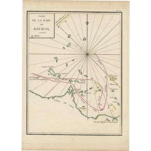 Interesting Map of the Thousand Islands in the Bay of Batavia Jakarta, 1740 For Sale