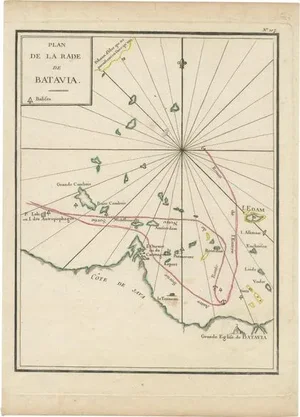 Interesting Map of the Thousand Islands in the Bay of Batavia Jakarta, 1740