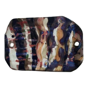 2000s Sculpture Marcus Villagrán Signed Large Tray in Ceramic Abstract Motif Drip Glazed