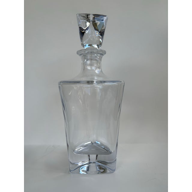 1970s 1970s Art Deco / Bohemian Style Heavy Crystal Geometric Liquor Decanter With Faceted Stopper For Sale - Image 5 of 8