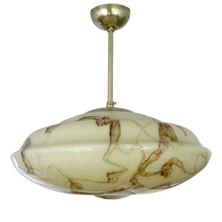 Art Deco Pendant Light in Amber Marble Glass, 1930s For Sale