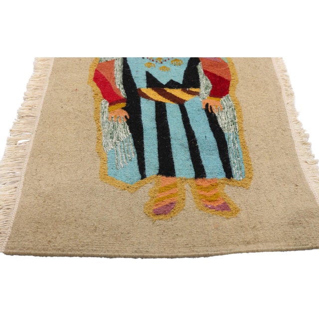 Vintage Tunisian Pictorial Tapestry, 01'04 X 02'09 For Sale - Image 4 of 10