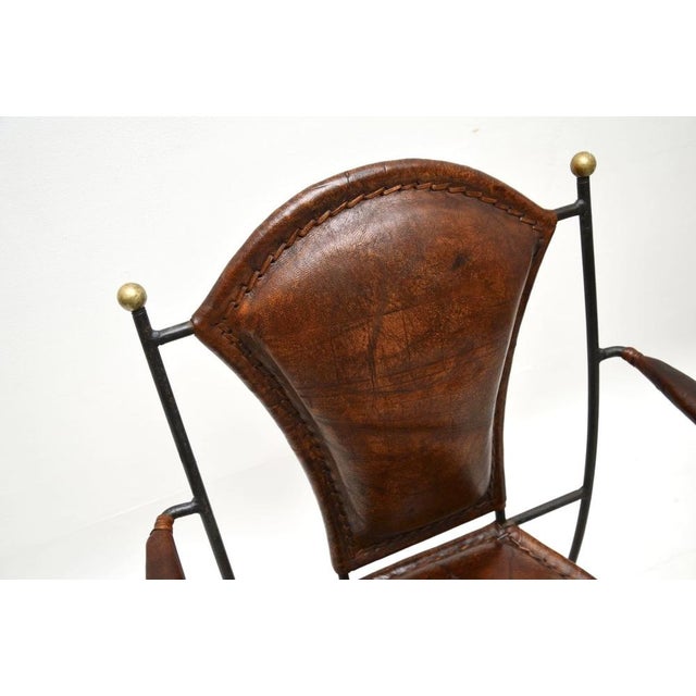 Vintage French Iron and Leather Armchairs, 1960s, Set of 2 For Sale - Image 10 of 13