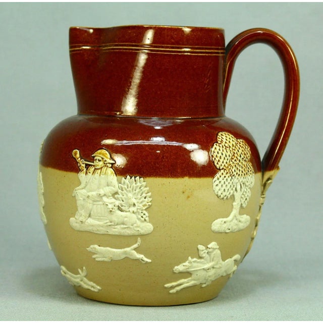 English 1800's Doulton Lambeth Glazed Stoneware Jug Hunting Scene For Sale - Image 3 of 13