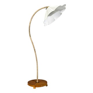 Swedish Modern, Organic Floor Lamp, Cord, Wood, Sweden, 1930s For Sale
