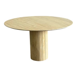 Vintage Travertine Pedestal Dining Table For Sale